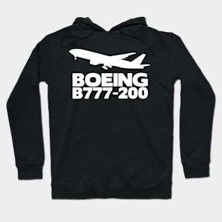 Boeing B777-200 Silhouette Print (White) Hoodie